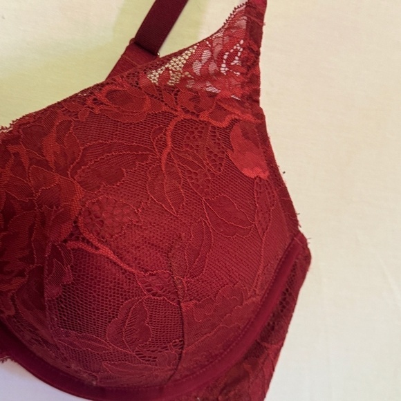 Torrid Curve Perfect T-Shirt Push-Up Bra Dark Red Lace Size 42C - Picture 6 of 6